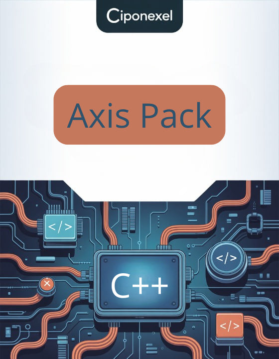 Ciponexel Axis Pack with C++ logo on a circuit board design