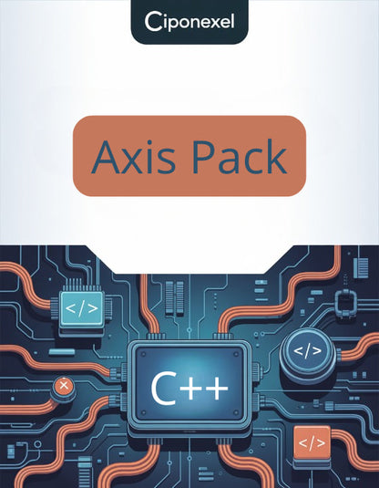 Ciponexel Axis Pack with C++ logo on a circuit board design