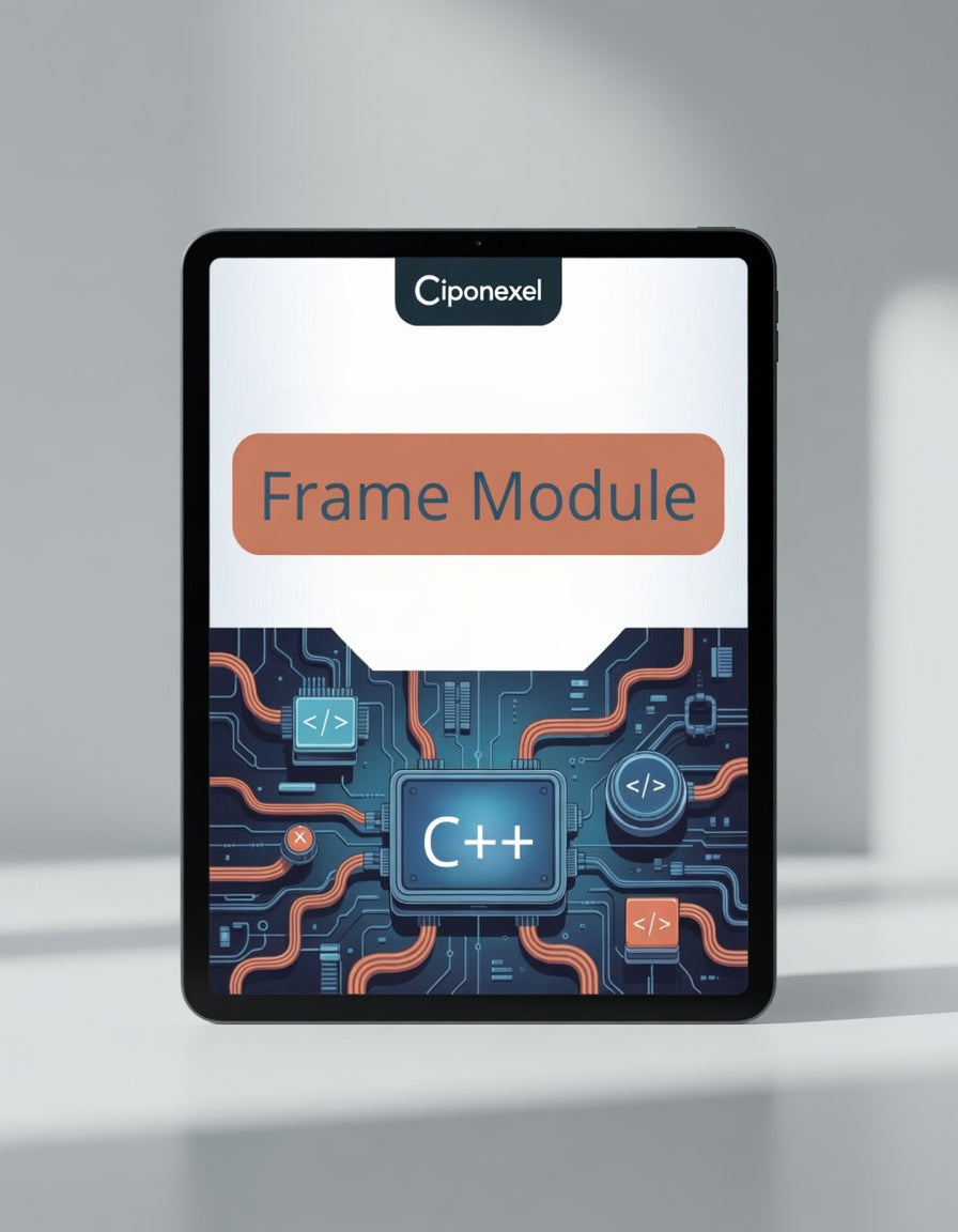Ciponexel Frame Module packaging with C++ logo on a gray background