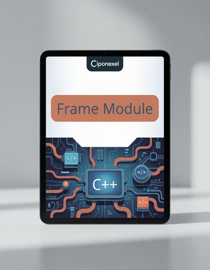 Ciponexel Frame Module packaging with C++ logo on a gray background