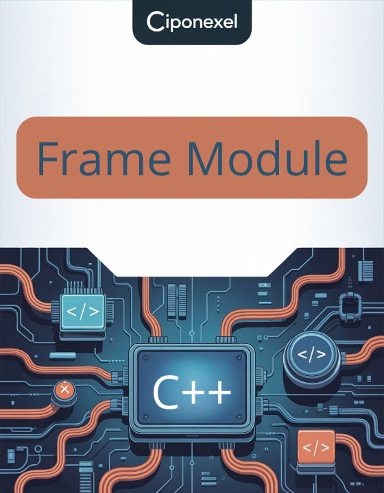 Ciponexel Frame Module with C++ logo on a circuit board design