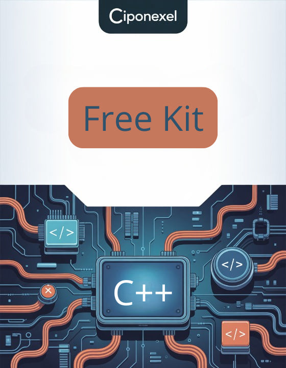 Ciponexel Free Kit with C++ logo on a circuit board design