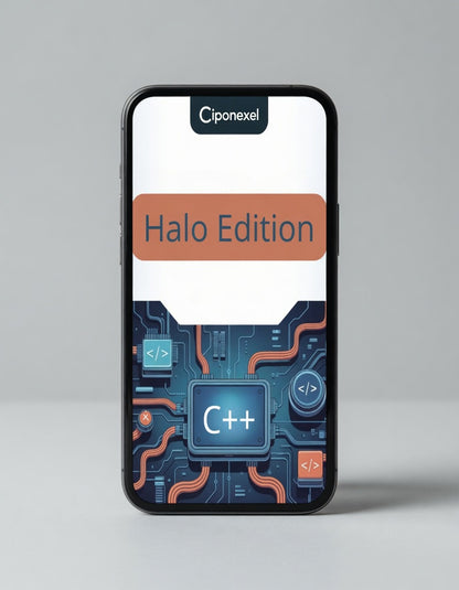 Phone displaying 'Halo Edition' with Ciponexel branding on a gray background