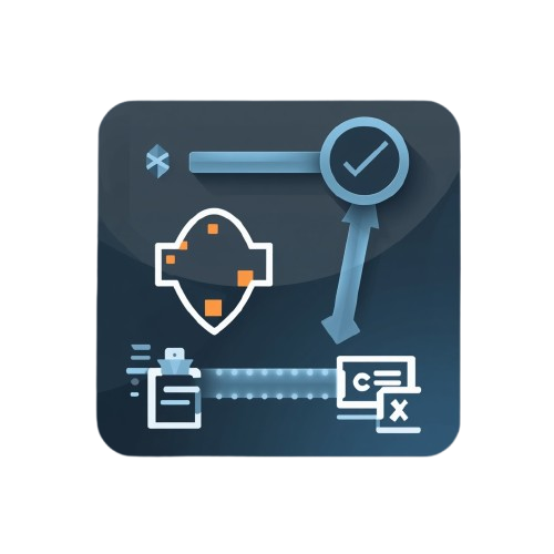 Icon with security and technology symbols on a dark blue background