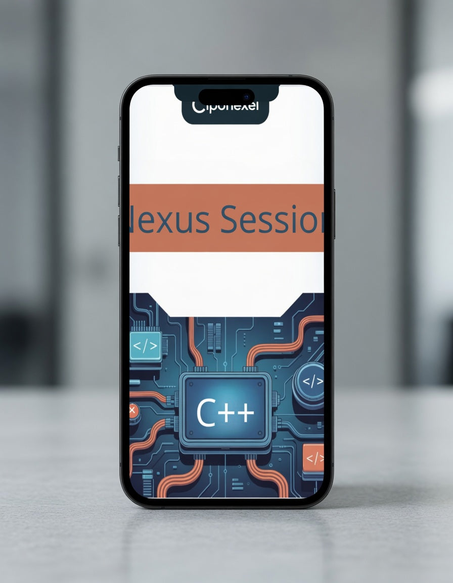 Phone with a software development interface on a blurred background