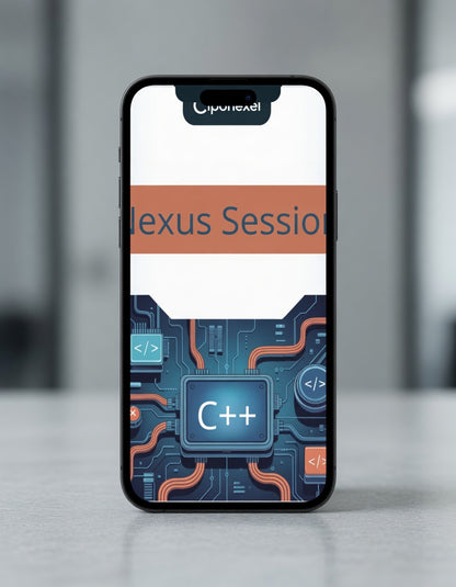 Phone with a software development interface on a blurred background
