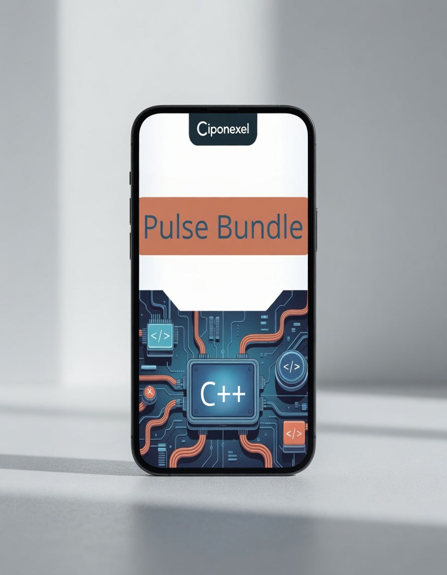 Phone displaying 'Pulse Bundle' by Cipanexel with a technical design on a gray background
