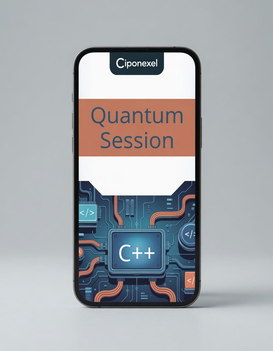 Phone with a Ciponexel Quantum Session app on a gray background