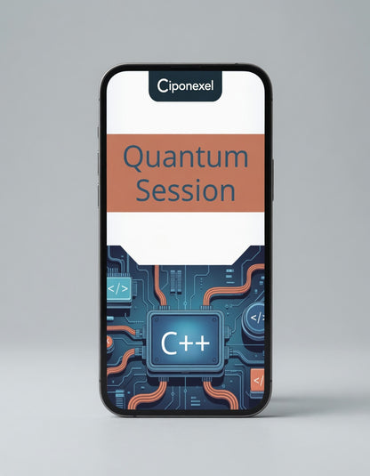 Phone with a Ciponexel Quantum Session app on a gray background