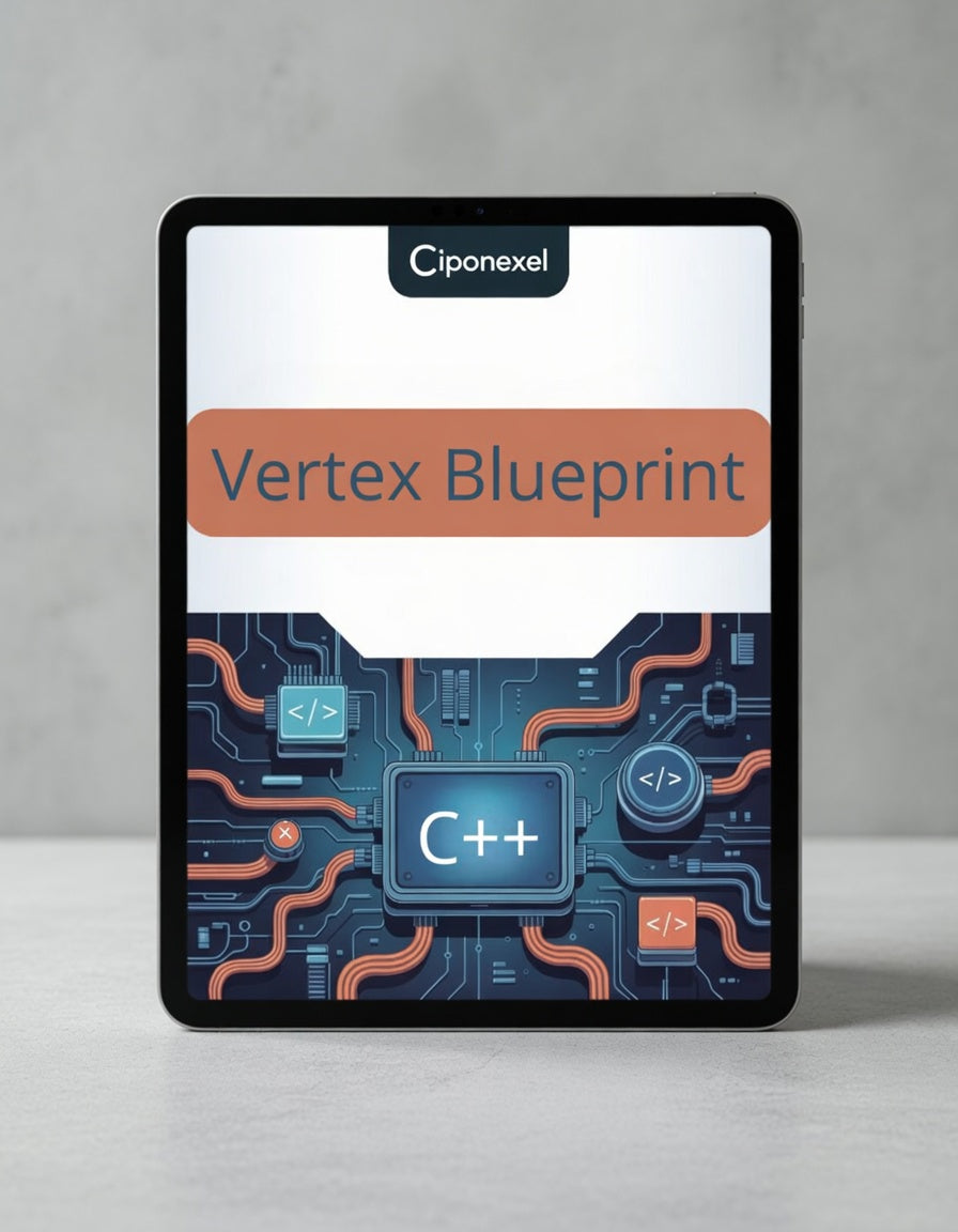 Tablet displaying 'Vertex Blueprint' by Ciponexel on a gray background